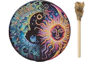 PENLIMLY Schamanentrommel, 25cm Handgemachte Schamanische Trommel mit Trommelstock, Spirituelle Musik Trommel Erwachsene Handtrommel Rahmentrommel für Entspannung, Meditation, Heimdekoration, Geschenk