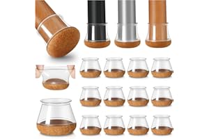 YOZON 20 pezzi Gommini per Sedie Rotondi Con feltrini aggiornato ispessito, Coprigambe per sedie, Protezioni per Gambe di Sedie Mobili per Pavimenti in Legno（trasparente,diametro 29-38 mm)