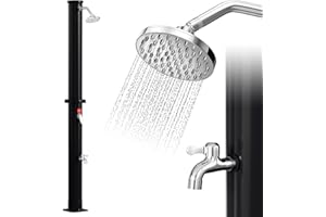 Randaco Solardusche 20L Solar Gartendusche warmes Wasser Bis Zu 60°C Ohne Stromanschluss Pooldusche Camping mit Fußdusche und schwenkbarem Regenduschkopf Schwarz