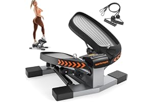 Sportsroyals Mini Stepper,Steppers for Exercise Workout,Step Machine with Resistance Bands,330lbs Weight Capacity,Exercise Stepper for Home Use with LCD Monitor