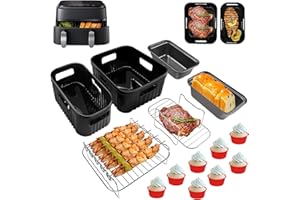 GOODPEJINE Akcesoria Airfryer do Philips Dual Basket 3000/5000 seria 6 l/3L, Tefal Dual Easy Fry 5,2/3,1 l EY9018, 14 sztuk frytkownicy na gorące powietrze, akcesoria do Philips 9 l (NA350/00, NA550/00), Tefal