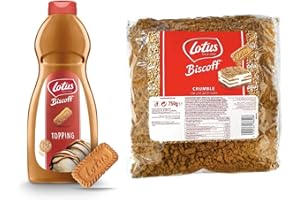 SYNC'T Lotus Biscoff Topping Sauce 1kg Squeezy Bottle And Lotus Biscoff Crushed Crumbs 750g Ultimate Dessert Combo Bundle by Choice Masters
