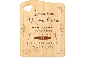 WELSKY Cadeau Mamie Anniversaire, Planche à Découper Unique en Bambou Gravée à la Main, Cadeau Fete des Grand Mere, Cadeau Anniversaire Mamie, Cadeau pour Mamie Original, Idée Cadeau Mamie Noel