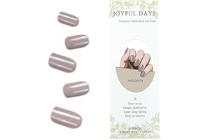 JoyfulDays JOYFUL DAYS Tiras de Uñas de Gel Semi-Curado, Pegatina de Esmalte de Uñas de Gel, No Tóxico DIY Autoadhesivas 20pcs Incluye Lima de Uñas y Palo (Grey Brown)
