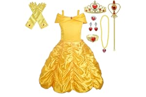 Lito Angels Vestido de Princesa Belle para Niñas Disfraz la Bella y la Bestia de Carnaval Fiesta Cumpleaños Halloween Festival