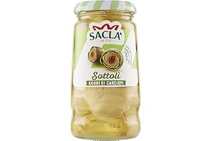 Saclà, Sottolì, Cuori di Carciofi sottolio, Ideali per Aperitivo e Antipasti, Vaso Vetro, 285g, Confezione da 6 Pezzi