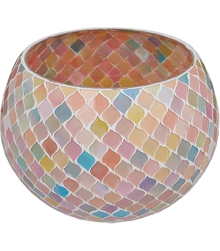 BUTLERS Windlicht Aluminium - Pastel Lights - Buntes Mosaik | Farbe Multicolor - ø12 x H9 cm - Teelichthalter für Esstisch & Kommode