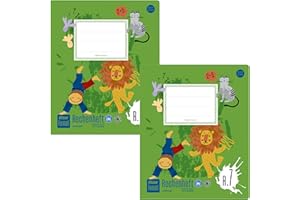 Formati Rechenheft R.7 Quart 20 Blatt kariert, 2 Stück, aus 100% Recyclingpapier, durchdachte Lineatur für schöne Zahlen
