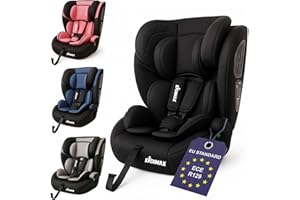 Kidimax® Kindersitz i-Size Autokindersitz, 9-36 kg ab 15 Monate (bis 12 Jahre) Autositz ECE R129/03, Gruppe 1/2/3 Kinderautositz höhenverstellbare Kopfstütze uvm, Schwarz