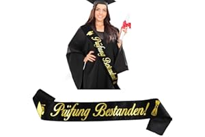 HOWAF Prüfung Bestanden Schärpe für Schulabschluss ABI 2023 Geschenke, Abitur Schärpe für Schul Abschluss Party Deko Schwarz Gold, Bestandene Prüfung Geschenk für Abitur Bachelor, Unisex