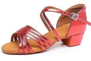 SWDZM Scarpe da Ballo Latino Americano Bambina&Donna Scarpe da Ballo Salsa Bambina con Tacco Basso,Modello 912DB-Child