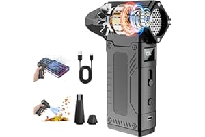 KATUELIX 200000RPM & 10000mAh Compressed Air Duster, 8 Gear Adjustable Electric Air Duster with HD Display,Rechargable Air Blower with Brusheless Motor,Jet Dry Blower Replace Air Can for PC, Keyboard Cleaning