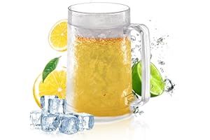 Hillylolly Bicchieri Freezer Birra, Boccale di Birra Refrigerante 450 ML Finta, Bicchiere Birra Doppia Parete, Bicchieri da Birra con Manico, Boccali da Birra, Tazza Birra (Ghiaccio tritato)