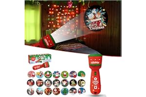 DONGTATA Lampada per Proiettore Natale 24 Natalizia immagini per Bambini Regalo di Natale Proiettore per Diapositive Torcia luce Gioco dell'ora di dormire