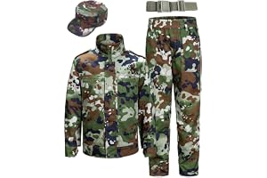 QIYUANT Barn Sportkläder Taktiska Kläder Set med jacka och byxor Airsoft Militär Kamouflage Vår Sommar Höst Combat Vandring J