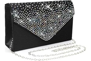 Pardofelis Abendtasche Damen Clutches, Clutch Glitzer Satin, Abendkleid Clutch Bag mit Abnehmbarer Kette Cross Body Bag, Elegante Kristall Diamant Abendtasche für Hochzeit Prom Party