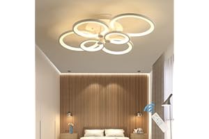 Ganeed Plafoniera a LED con telecomando Lampadari acrilici moderni da 72 W Lampada da soffitto da incasso dimmerabile di colore della luce per sala da pranzo Camera da letto Lampade da cucina 6 anelli
