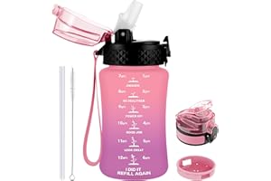 GOPPUS 350ml/12oz Bouteilles d'eau pour Enfants avec Paille Sans BPA pour L'école Tritan Fille Garçon Bouteille d'eau de Sport Réutilisable pour Tout-petit avec Marquage de l'heure Avec 2 Couvercles