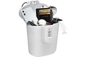 HURINAN Portable Anti-Theft Lock Box, Portable Security Lock Bag, Mobile Travel Safe & Beach Safe with Numbers to Keep Your Valuables Temporarily Secure. (White)