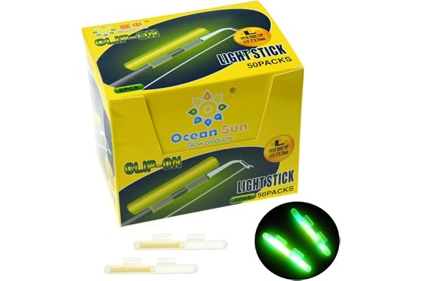 QualyQualy Bâtons Lumineux pour Canne à Pêche, Lumière de pêche de Nuit, Glow Stick Pêche de Nuit Vert Fluorescent Baton Lumineux Peche M L XL 50 Paquets (100 pièces)