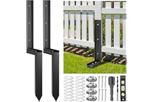 Housolution Fence Post Repair Kit, Steel Post Repair Stake with Adjustable Angle, Separated Anchor Ground Spike Easy to Fix Broken Wooden Posts, Rustproof Garden Fence Set (2 Pack)