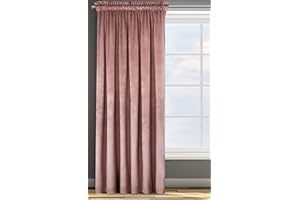 Eurofirany Rosa Cortina Opaca Terciopelo con Cinta de Cortina - 1 Unidad, Panel, Suave, Drapeado, Clásico, Elegante, Salón, Dormitorio, 200 g/m², 135x300 cm, Rosa Oscuro