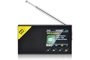 Hikity Radio Dab/Dab+/FM/AUX Portable Rechargeable, Poste Radio Bluetooth Dab Plus, Radio Réveil Dab, Double Réveil, Radio FM de Cuisine, Minuterie Sommeil, 9 Langues