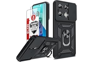 LeYi Etui na Redmi Note 13 4G (nie dla 5G) ze szkłem hartowanym [2 opakowanie], etui ochronne na aparat [Slidable] Odporny na wstrząsy z pierścieniem TPU zderzak, odporny na wstrząsy futerał Xiaomi