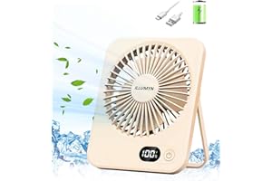 ILLUMYN Fancy Summer Series Ventilateur de bureau ultra silencieux avec flux d'air puissant pour bureau et maison, inclinable et portable pour voyage, 5 modes de vitesse avec batterie rechargeable de