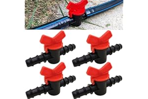 CTRICALVER Drip Irrigation Switch Valve, Regulate & Shut Off/Turn On Water Flow, Garden Barbed Connector for 1/2" (16mm) Tubing Hose (4 Pcs)