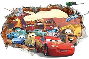 KIBI STORE Kibi Stickers Muraux Cars 3d Wall Decal Enfants Chambre Bébé Décoration Autocollants Muraux Cars Stickers Mural 3d Amovible