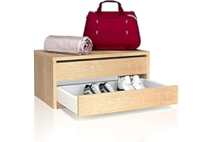 duehome | Cajonera Armario Dos cajones, Mueble Auxiliar Almacenamiento Dormitorio, Modelo Uniq, Color Cambria, Medidas: 77 cm (Largo) x 38 cm (Alto) x 45 cm (Fondo)