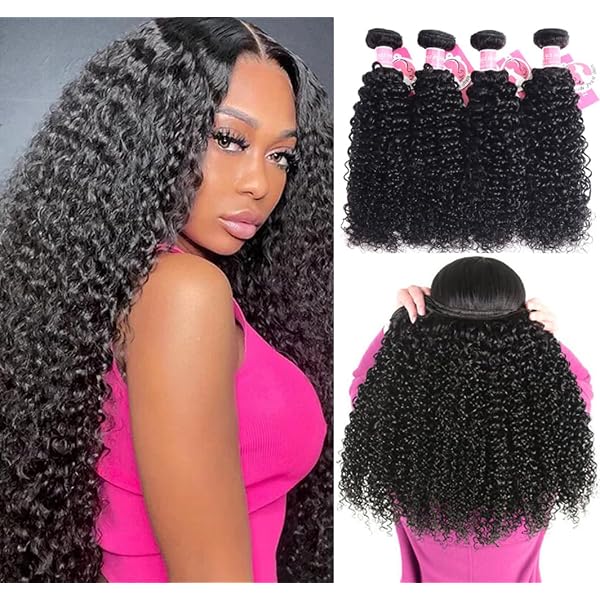Urshiney Echthaar Bundles – 100% Brasilianisches Virgin Hair, Kinky Lockig, 3 Bundles (300g) In 8/10/12 Zoll, Natürliches Schwarz