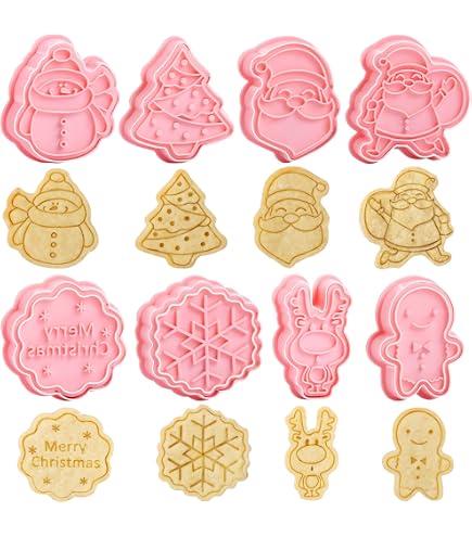 Formine Biscotti 3D Tagliabiscotti Natale,Guador Plastica Stampi Biscotti Stampo per Biscotti Natalizi Albero di Natale Omino di Pan di Zenzero Renna Papillon Stampi Biscotti Natale 4pcs