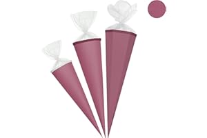 alles-meine.de GmbH Schultüte - Rohling - Beere - helle Brombeere & Himbeere - 50 cm - rund - Tüllabschluß - mit/ohne Kunststoff Spitze - Zuckertüte - Markneukirchen - Jungen M..