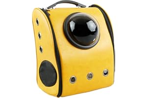 CityBAG - Mochila para transporte de mascotas gato y perro Transportin de imitación piel amarillo