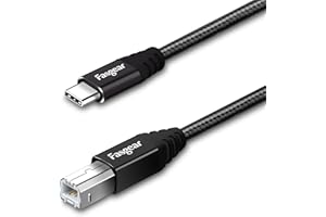 Kabel USB C Midi, kabel typu C do USB B, 1-pakowy nylonowy pleciony przewód skanera do drukarki Fasgear z metalowym złączem Kompatybilny z HP, Canon, drukarkami, klawiaturą Midi i innymi (5m, Czarny)