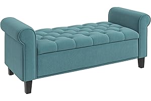 HOMCOM Panca portaoggetti con braccioli, contenitore portaoggetti in tessuto velluto imbottito e imbottito, portata fino a 120 kg, per soggiorno, camera da letto, ingresso, 126 x 48,5 x 57 cm, verde