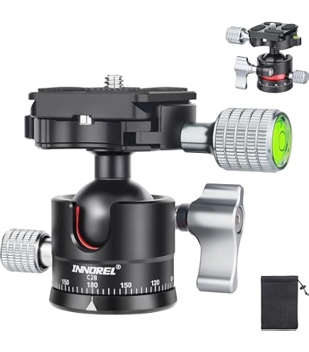 INNOREL D28 Tête Sphérique Trépied 28mm CNC Métal - Panoramique 360° Charge 10kg Avec Plaque Arca Swiss
