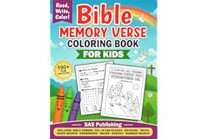Bible Memory Verse Coloring Book For Kids: 60+Coloring pages with 190+ Fun Bible Activities