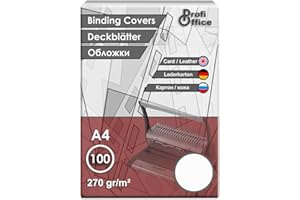 ‎PROFIOFFICE ProfiOffice® Deckblätter, DIN A4, Lederoptik, weiß, A4 270g/m², 100 Stück (29001)