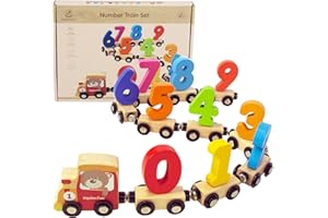 WOODENFUN Jeu de palan numérique pour 1 2 3 ans jouet éducatif voiture pour petits enfants, Montessori jouet éducatif pour garçons et filles