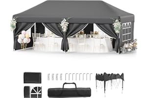Devoko 3m x 6m Pop Up Gazebo with Sides, Large Waterproof Marquee Canopy Party Tent for Garden, Outdoor Events, Weddings & Markets, UV50+ Protection, Height Adjustable, Carry Bag & Accessories, Grey