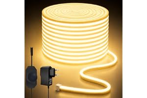 Lucienstar Neonljusslinga, 15M, 3000 K Varmvitt, dimbar LED-ljusslinga,24 V, flexibel och kapbar, IP65 vattentät LED-ljusslin