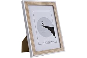 BESCH Marco de Foto Decoración 13cm x 18cm Madera con Soporte de Pie (Madera Blanca 5"x 7" Pulgadas)