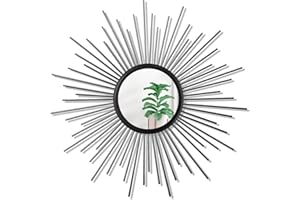 HLFMVWE Black Sunburst Spoked Mirrors for Wall Boho Home Round Wall Art Mirror Classic Metal Modern Hanging Mirror Living Room Hallway Bathroom Bedroom Office Vanity Entryway