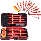 VDE 13 Pieces Professional Electrician Screwdriver Set with Voltage Tester, Changeable Magnetic Insulated Screwdrivers Set 10