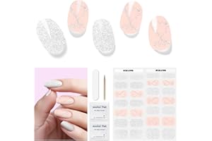 DUKASOU Uñas de Gel Pegatinas - 28Pcs Uñas Gel Semicurado Envoltura Completa Pegatinas de Envoltura de Uñas Autoadhesivas Con Lima de Uñas y Palo Uñas Para Arte de Uñas Mujeres Niñas DIY