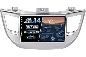 BXLIYER Android 14 IPS Autoradio para Hyundai Tucson (2014-2018) - 2G+32G - Inalámbrica CarPlay + Android Auto - Gratis Cámara Trasera - 9 Pulgada 2 DIN - Dab WLAN Volante Fast-Boot Split-Screen DSP