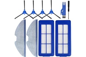 QAQGEAR Zestaw części zamiennych do odkurzacza hybrydowego Eufy RoboVac G10 Hybrid, G30. Zawiera 4 szczotki boczne, 2 filtry, 2 zmywalne ściereczki do mopu, 2 narzędzia